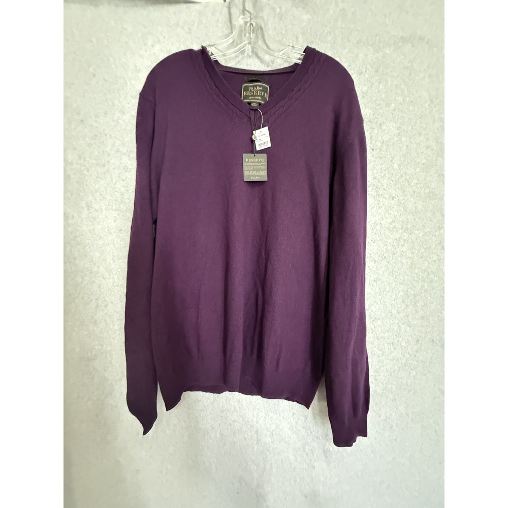 Jos. A. Bank Reserve Sweater Mens 2XL Purple Wool Nylon Cashmere‎ V Neck Italy
